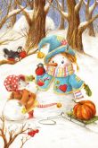 Снеговик открытка новогодняя