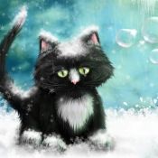 Кот мультяшный новогодний