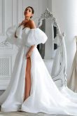 Платье свадебное с воздушными рукавами
