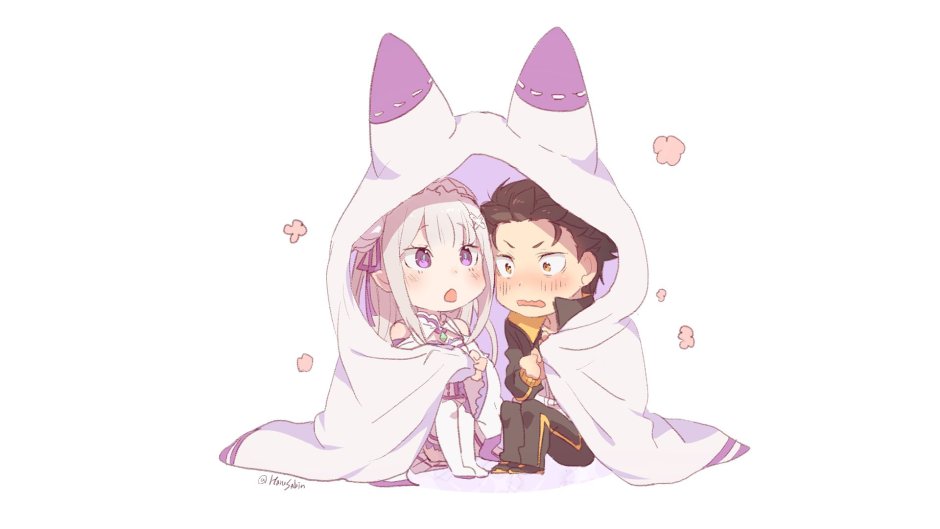 Re Zero Art Эмилия и Субару