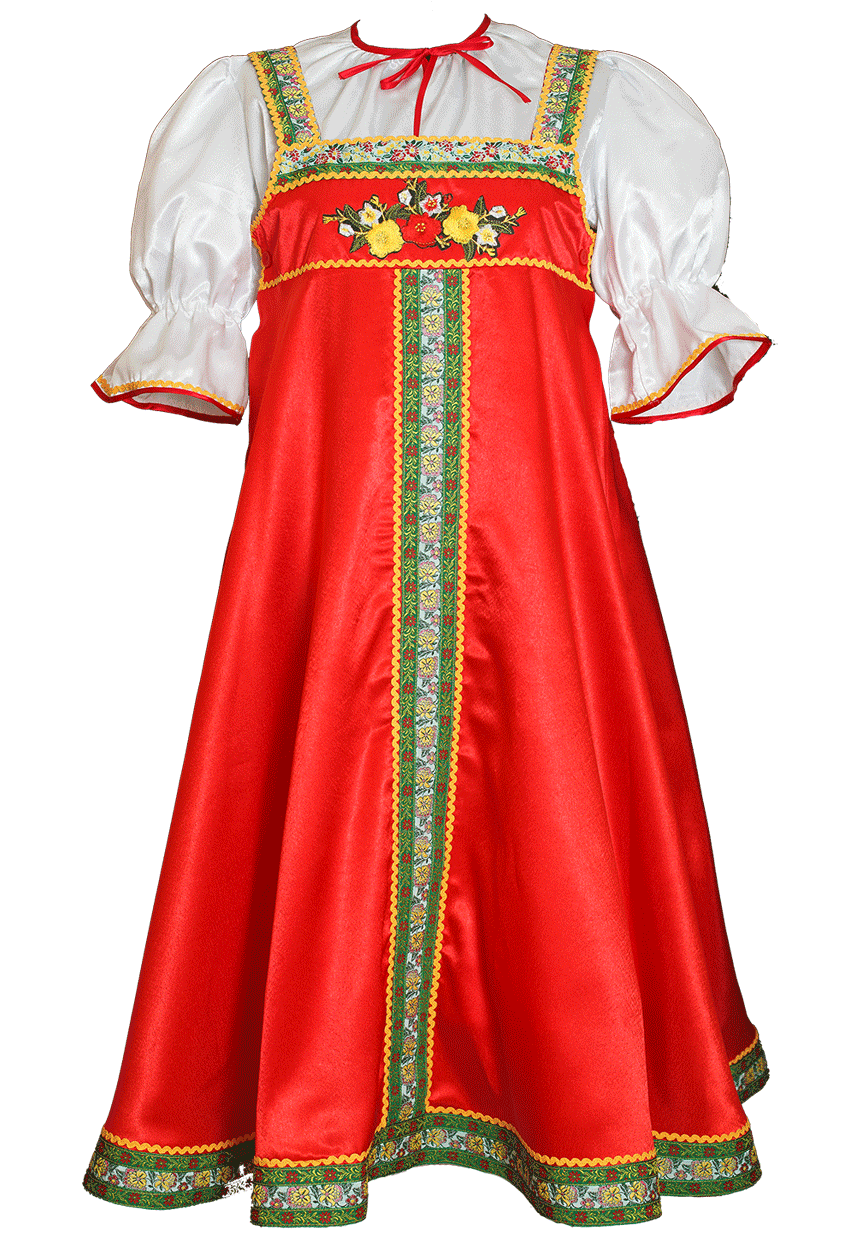 Красный сарафан русский народный костюм