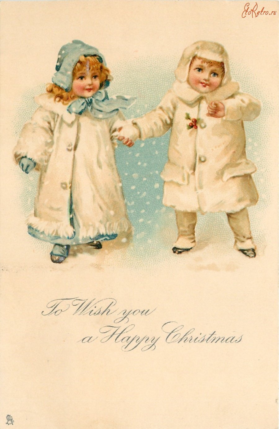 Дети на новогодних открытках ретро