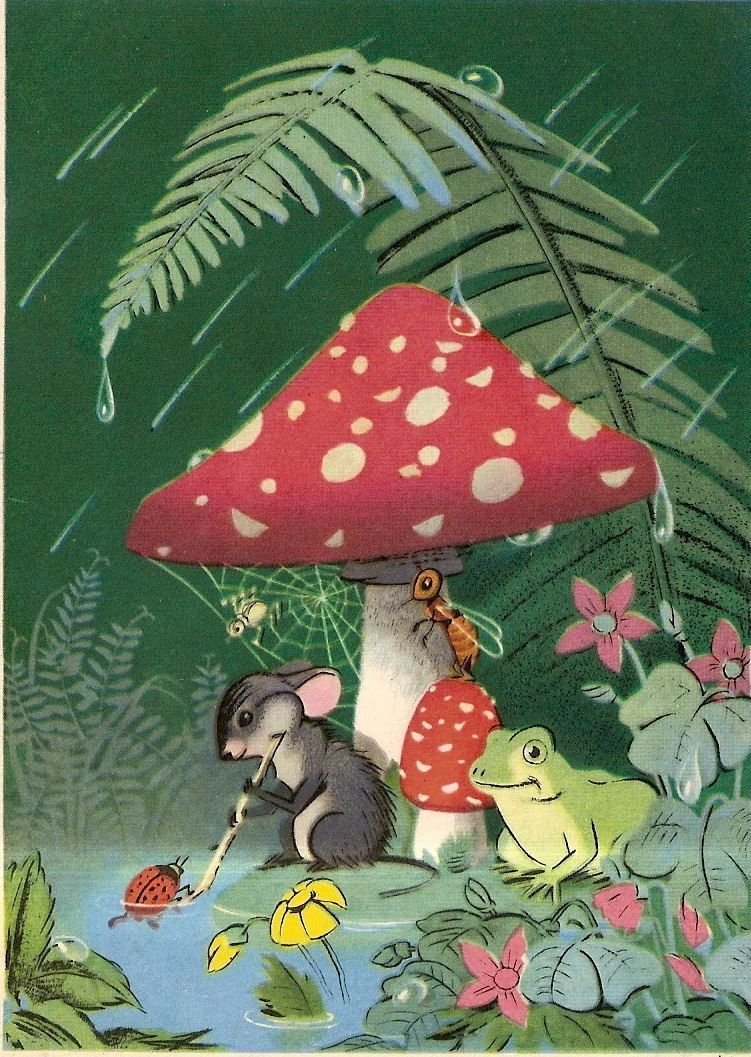 Сказочный пенек с грибами