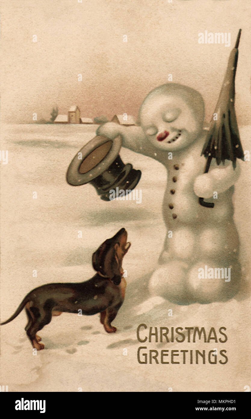 Рождественская открытка с таксой