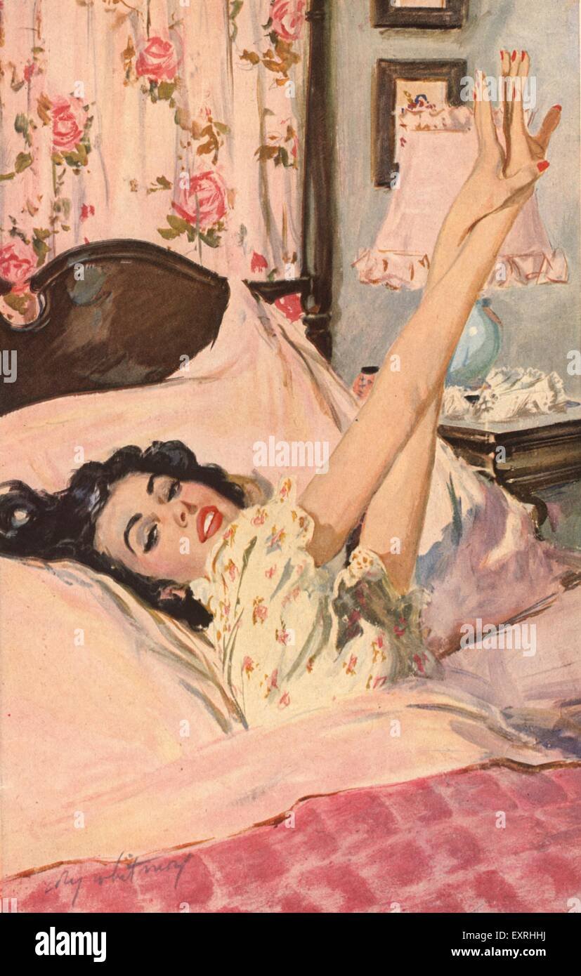 Картина девушка в постели