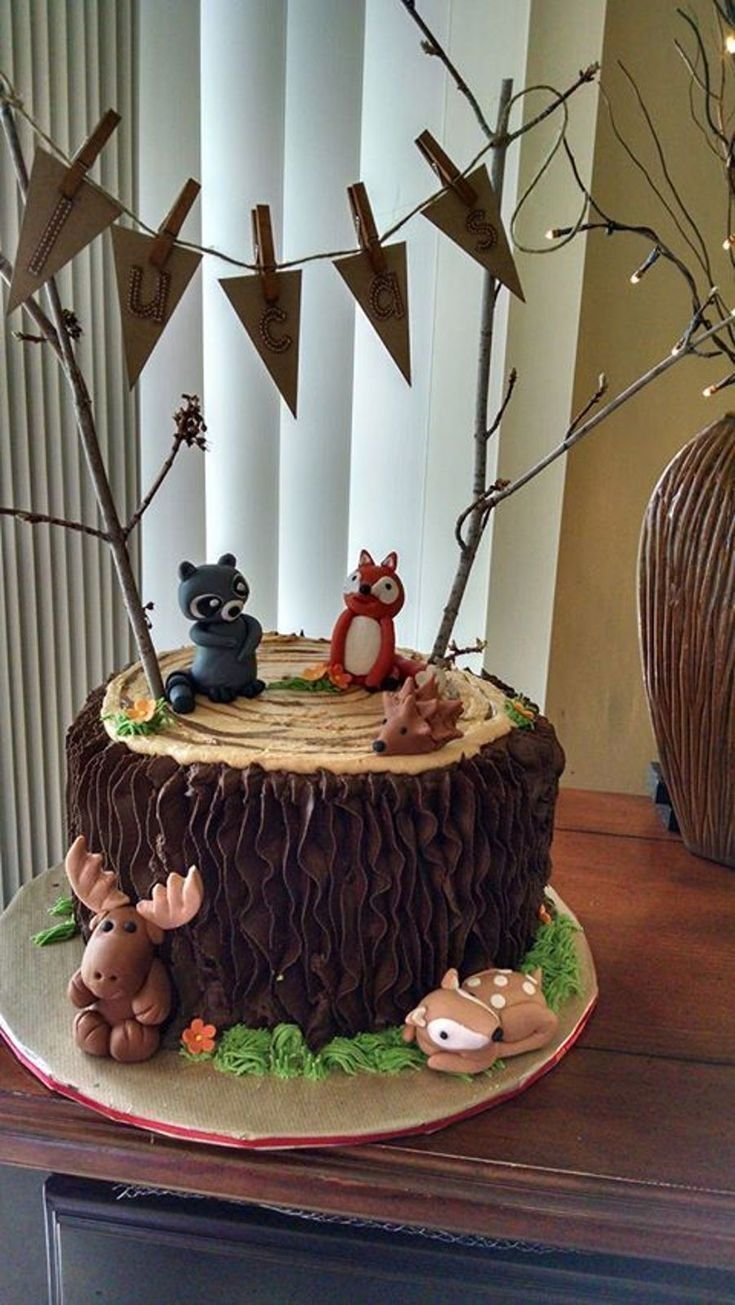 Детский торт с лесными зверями