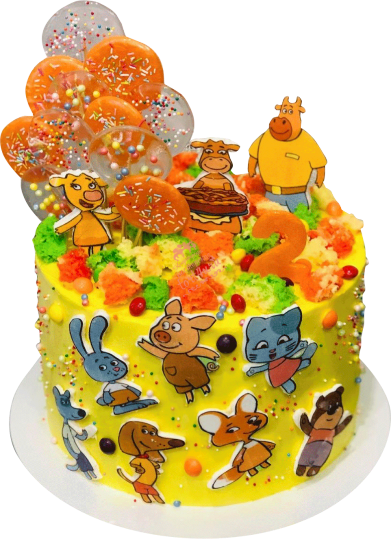 Детский торт оранжевая корова