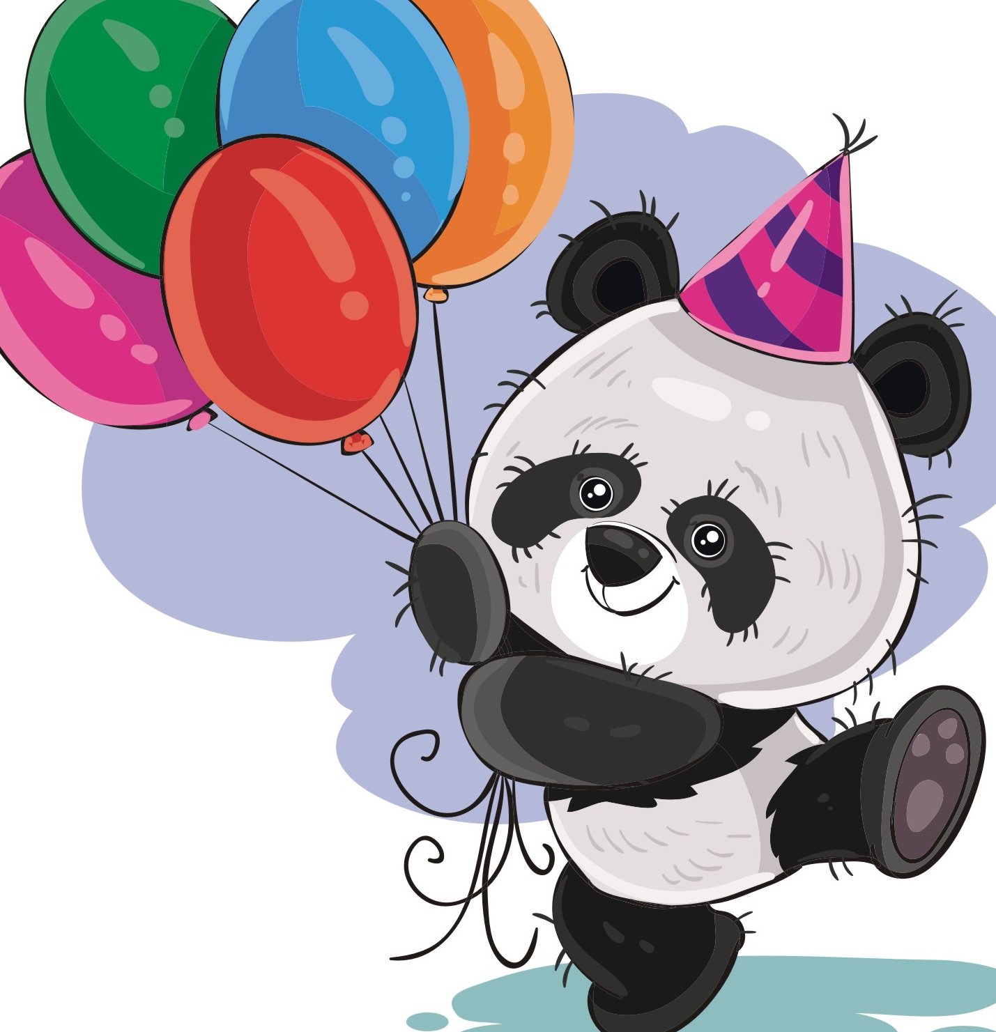 Панда с днем рождения - открытка