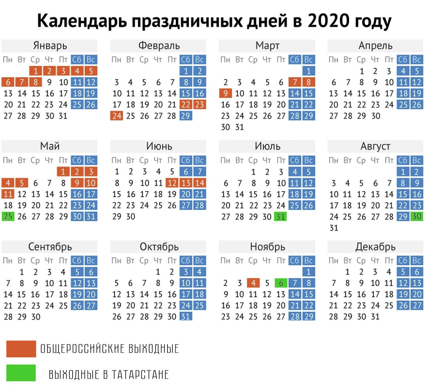 Выходные в 2025 году в январе
