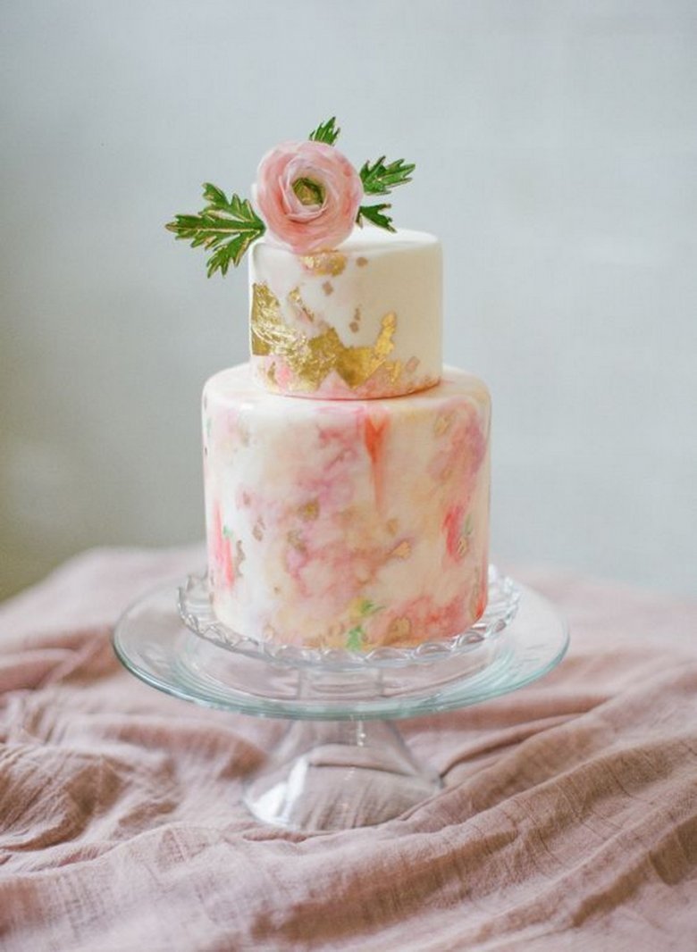 Свадебный акварельный торт