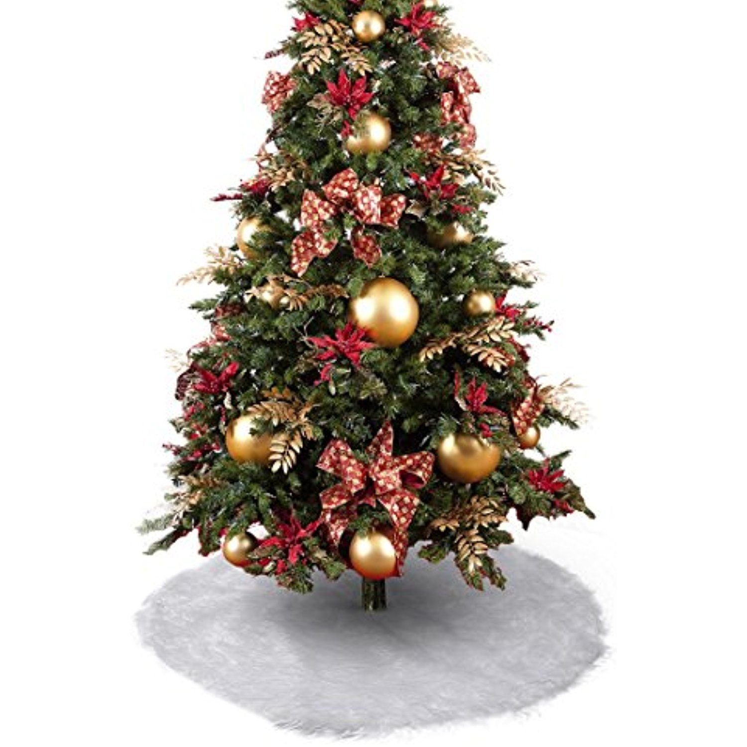 Новогодняя елка с красными и золотыми шарами