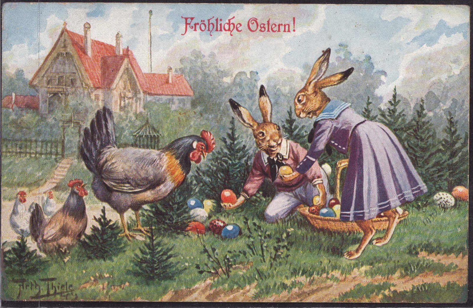 С пасхой на немецком языке картинки красивые. Немецкая Пасха. Пасхальный кролик открытка. Католическая Пасха, Пасхальный кролик. Пасха в Германии открытки.