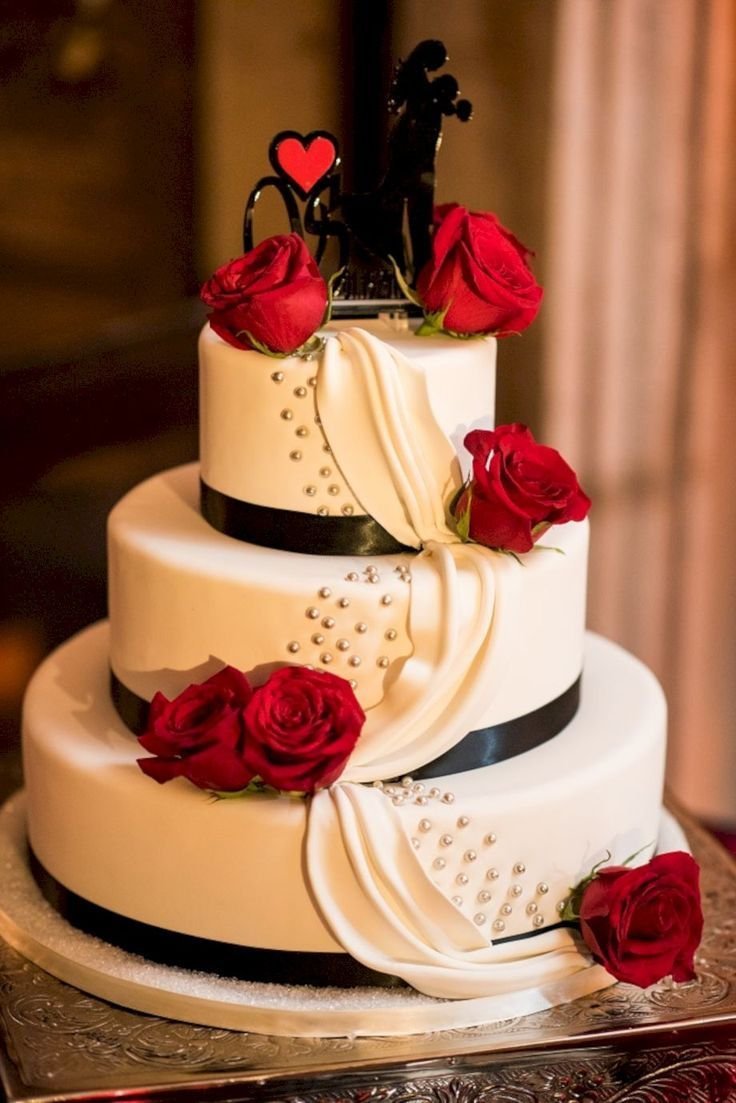 Торт на свадьбу красно белый