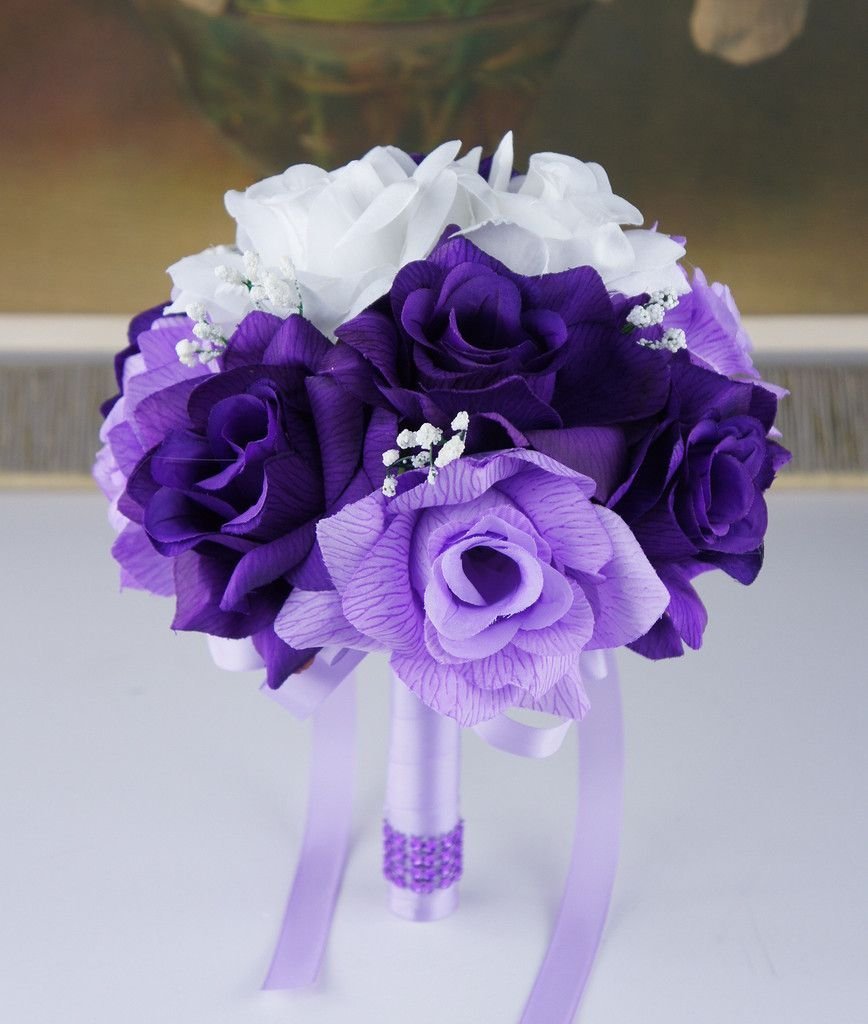 Свадебный букет бело фиолетовый
