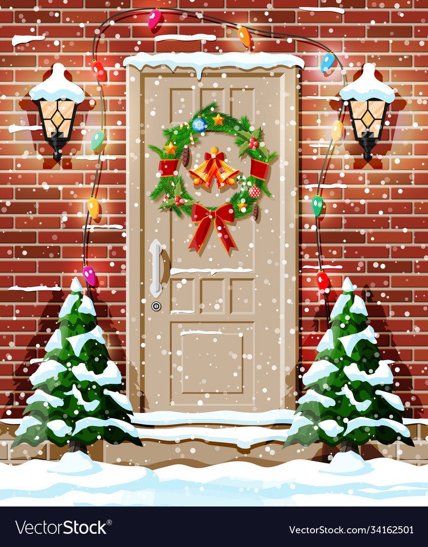 Новогодняя дверь с гномами