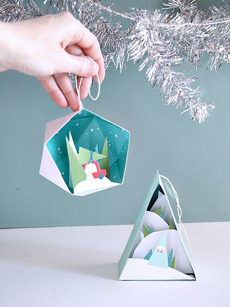 Как делать елочные игрушки из бумаги своими руками