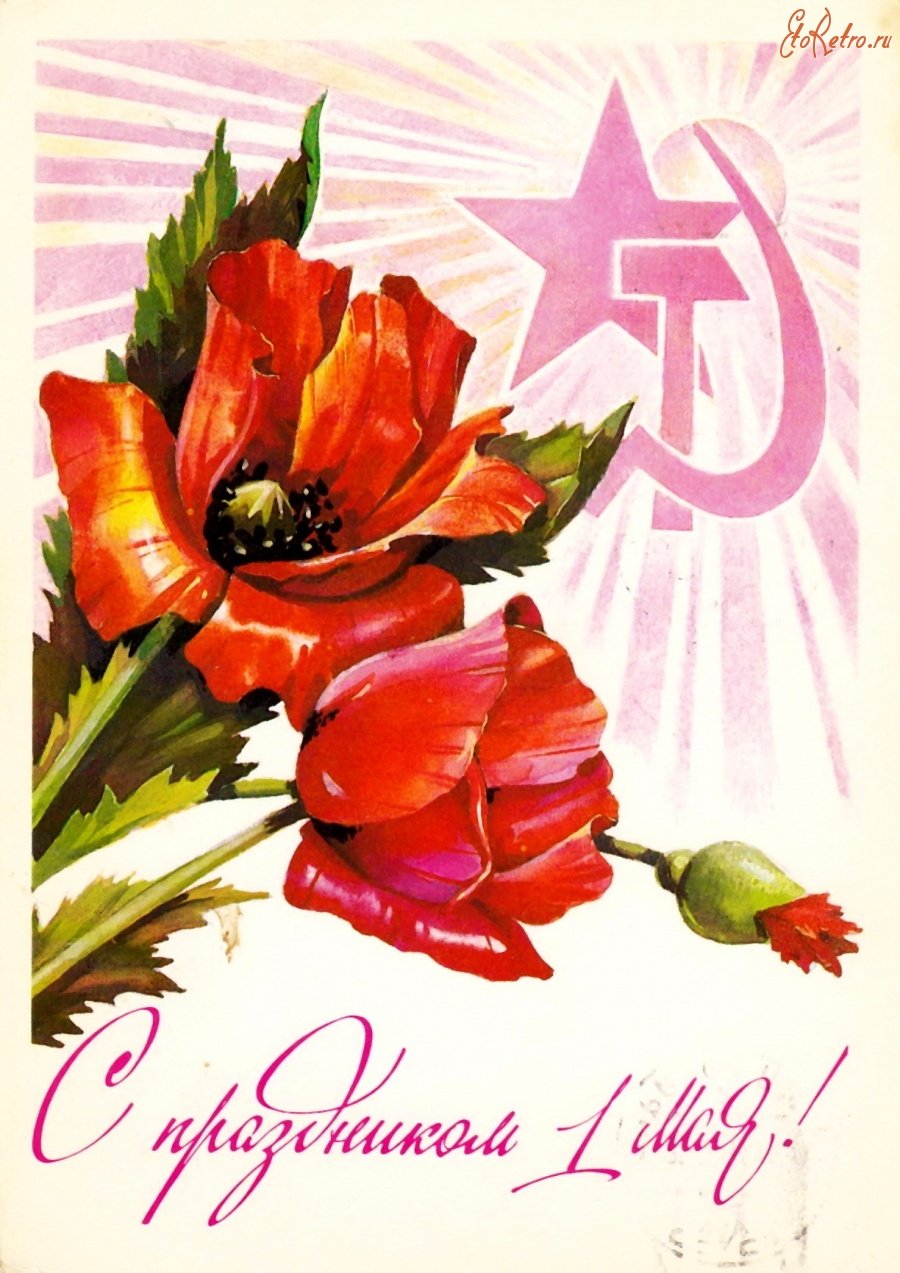 Советские открытки 1 мая цветы