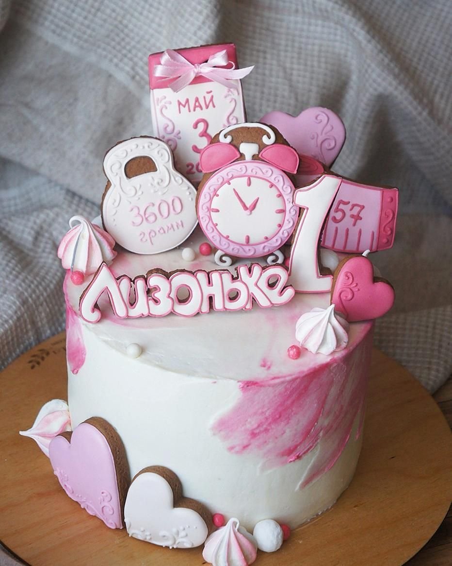 Торт бело розовый для девочки