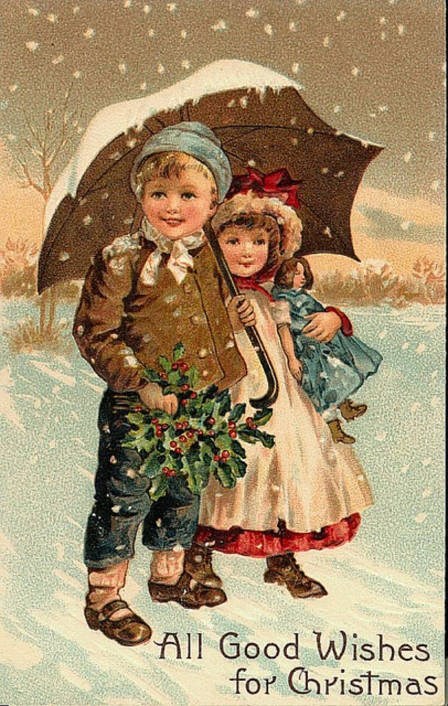 Старинные открытки с детьми новый год