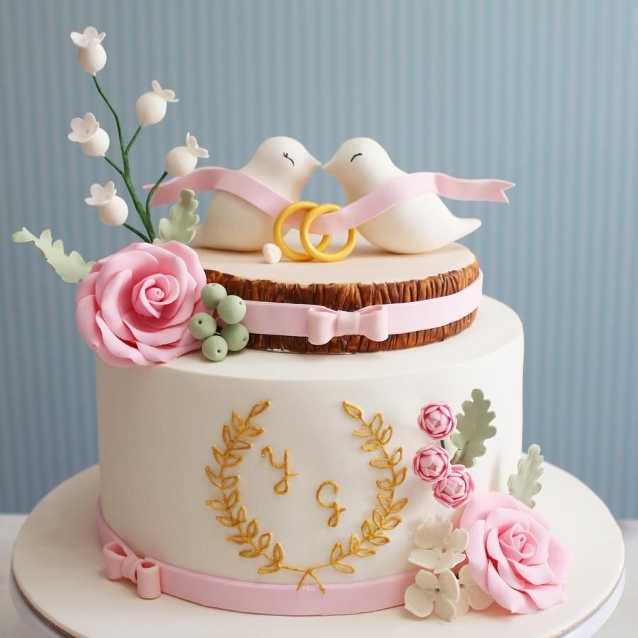 Торт с птичками на годовщину свадьбы