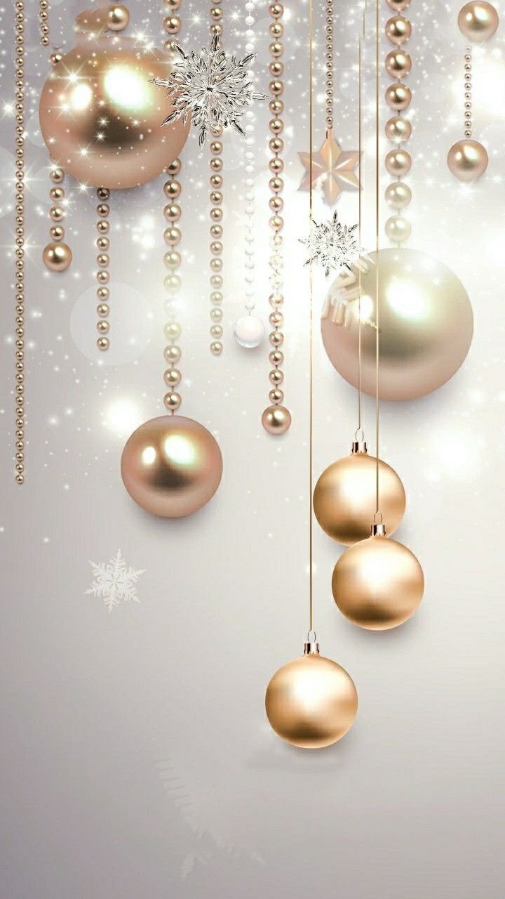 Золотистый новогодний фон с шарами