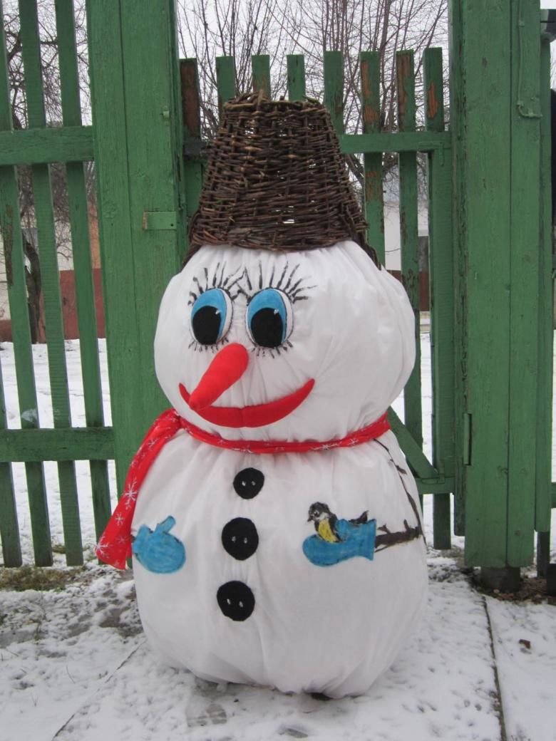 Снеговик на улицу своими руками