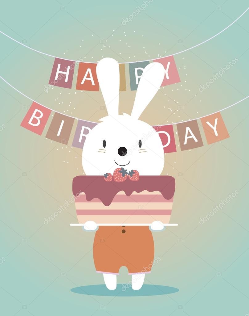 Стильные открытки с зайцем на день рождения