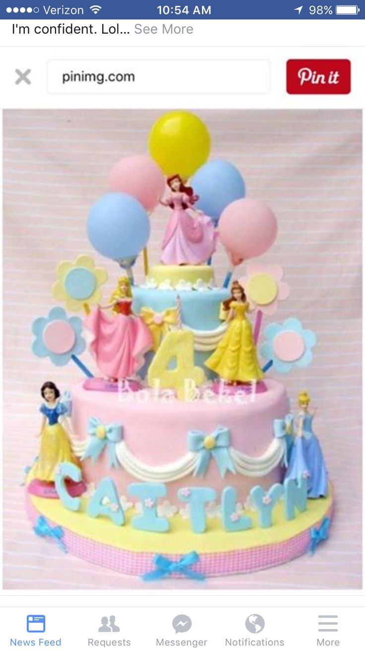 Двухъярусный торт с принцессами Диснея