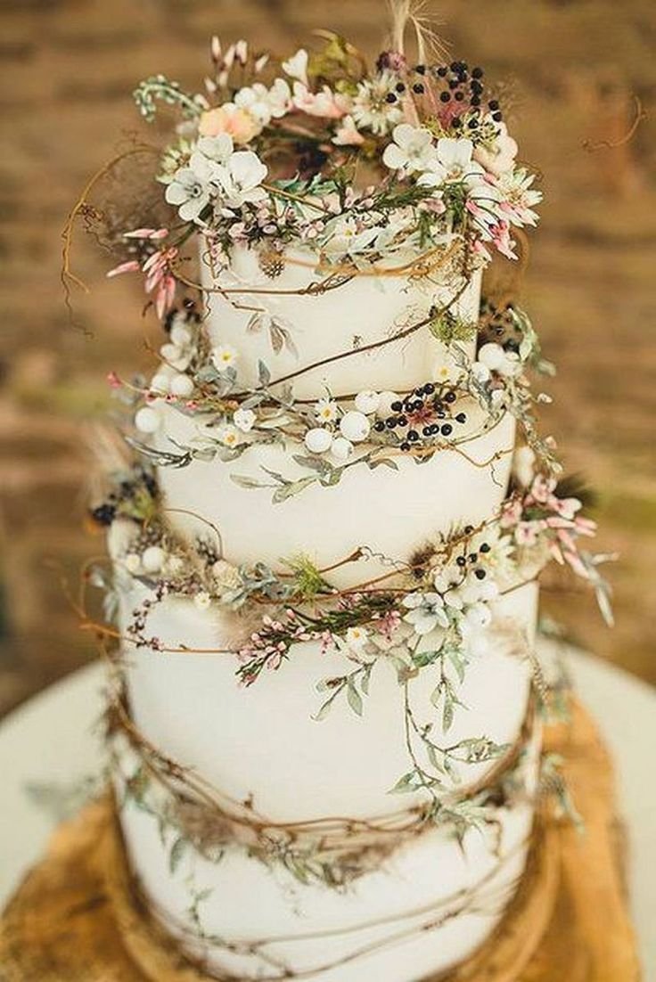 Свадебный торт с сухоцветами