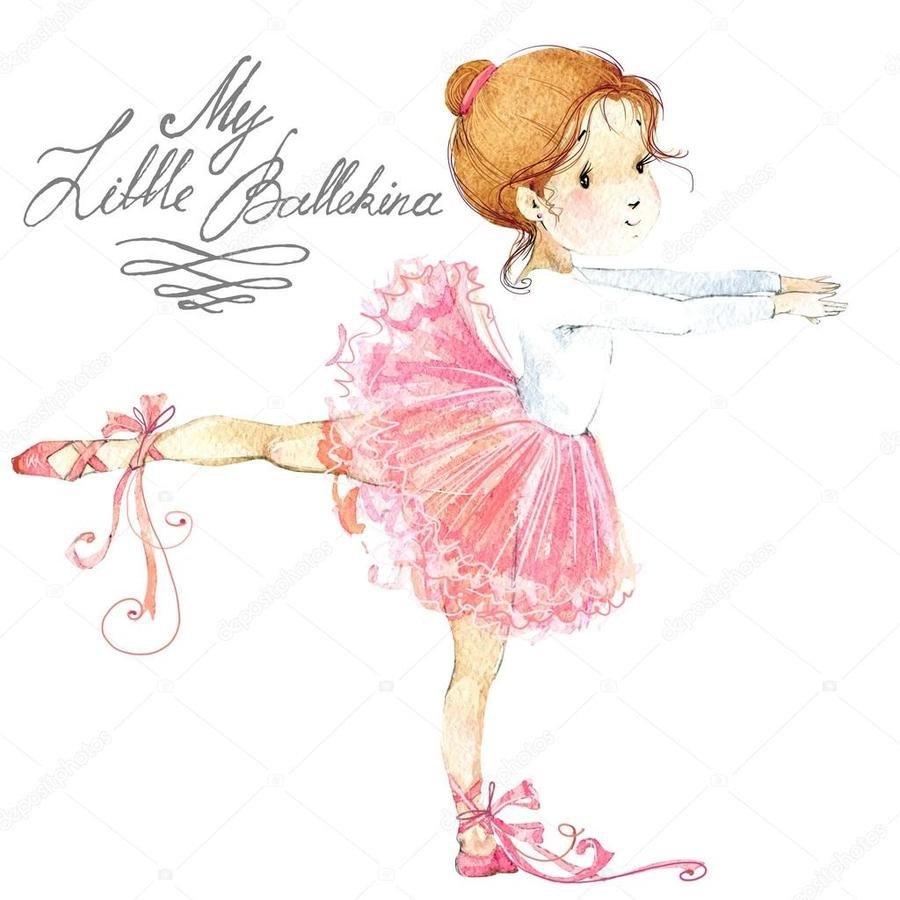 Девочка балерина акварель