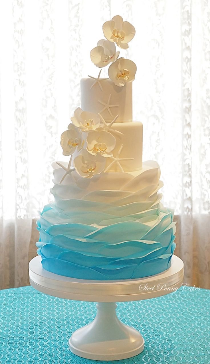 Свадебный торт 3 ярусный синий