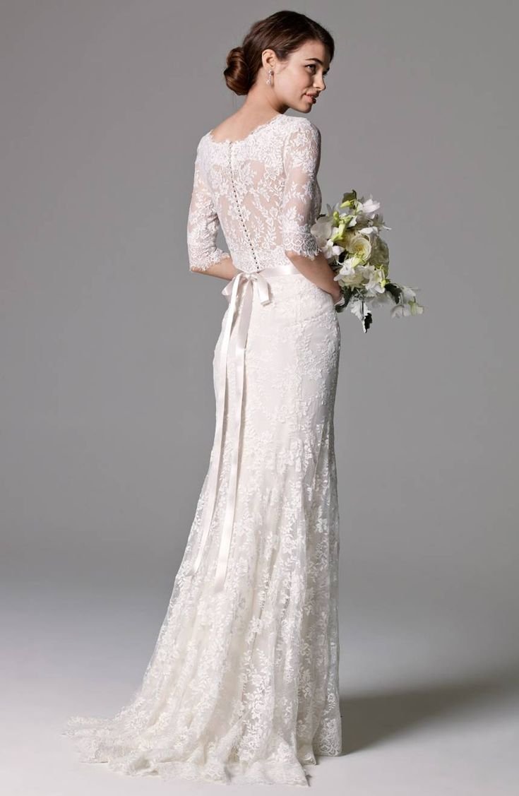 Свадебное платье с длинным рукавом прямое