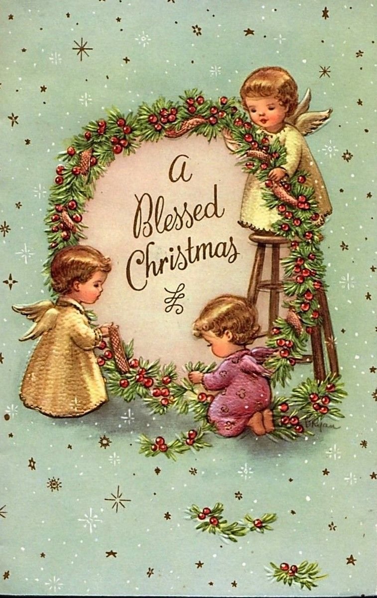 С Рождеством открытка Винтажная