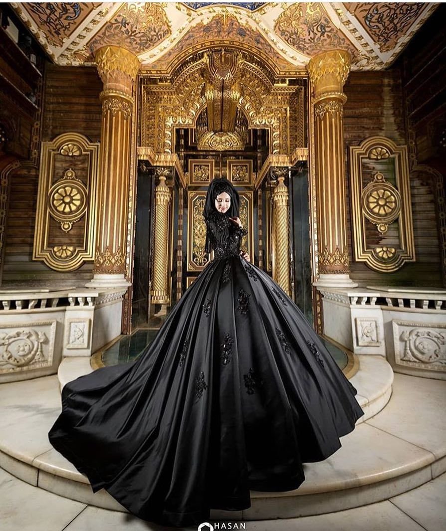 Черное свадебное платье для мусульманки