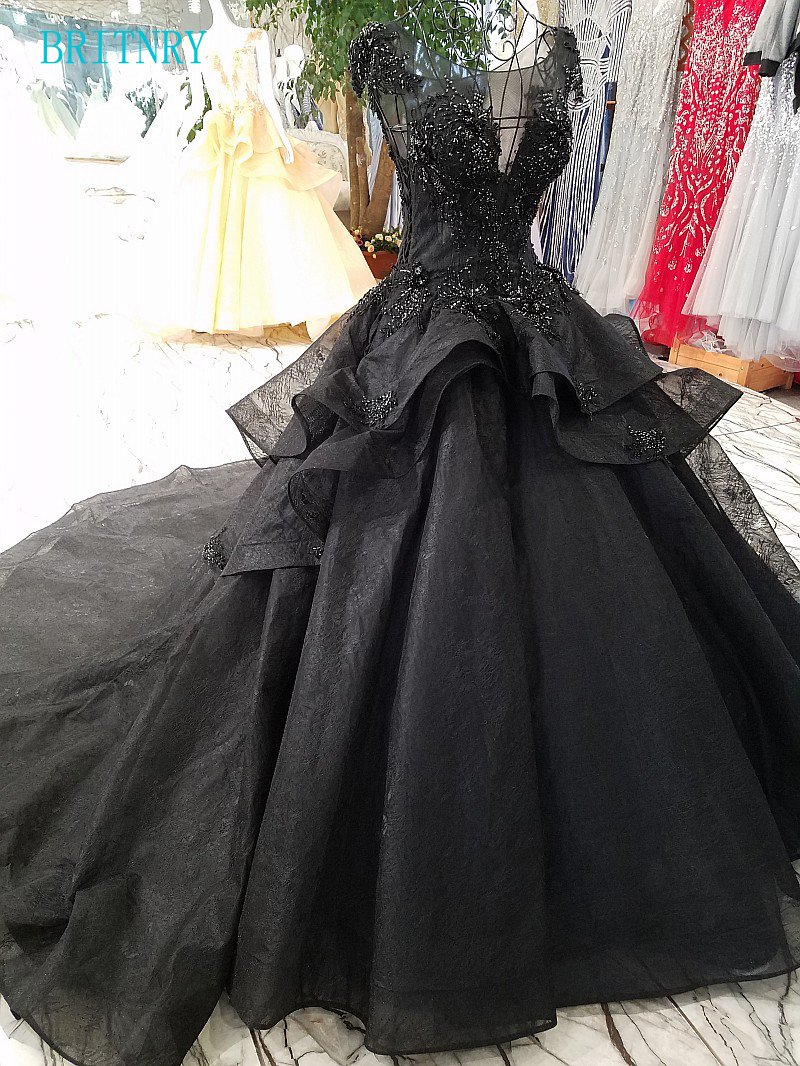 Черное свадебное роскошное платье