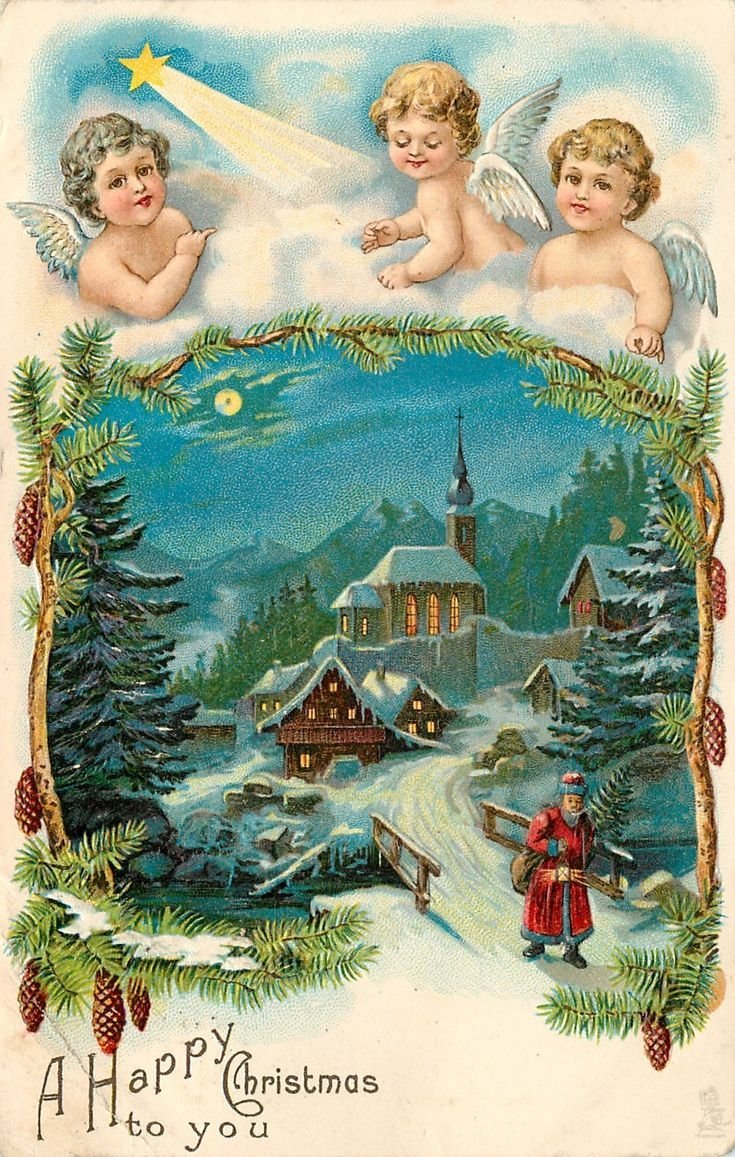 Красивые старинные открытки с Рождеством