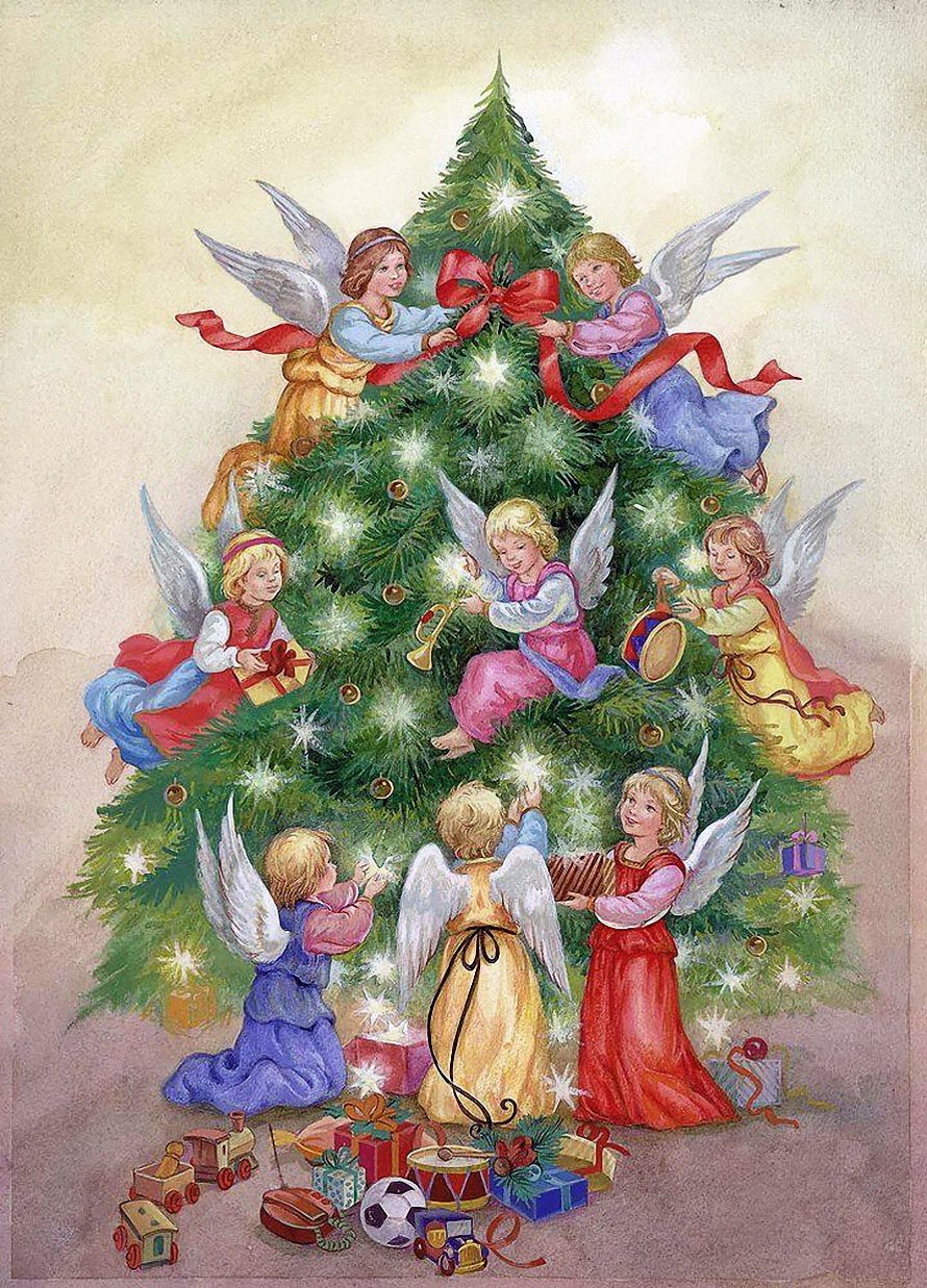 Новогодняя елка с ангелами картинки