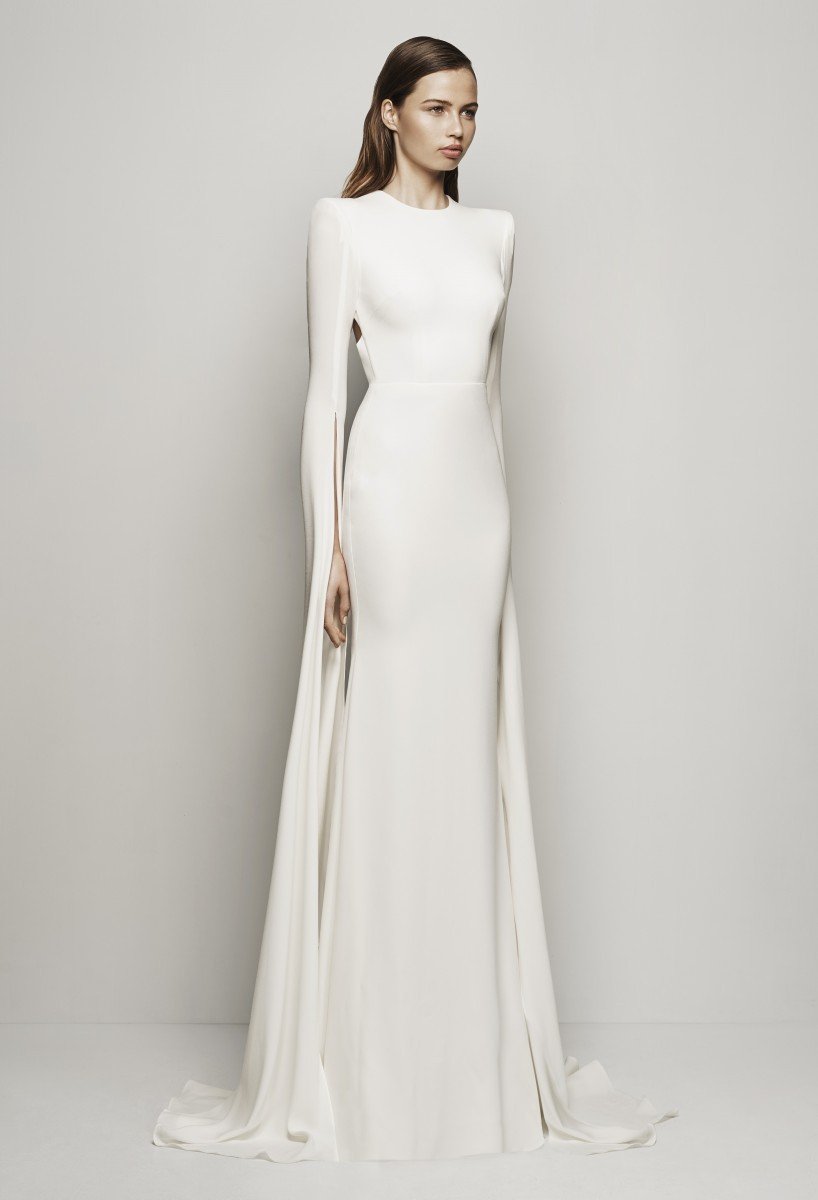 Alex Perry длинное белое платье Кейп