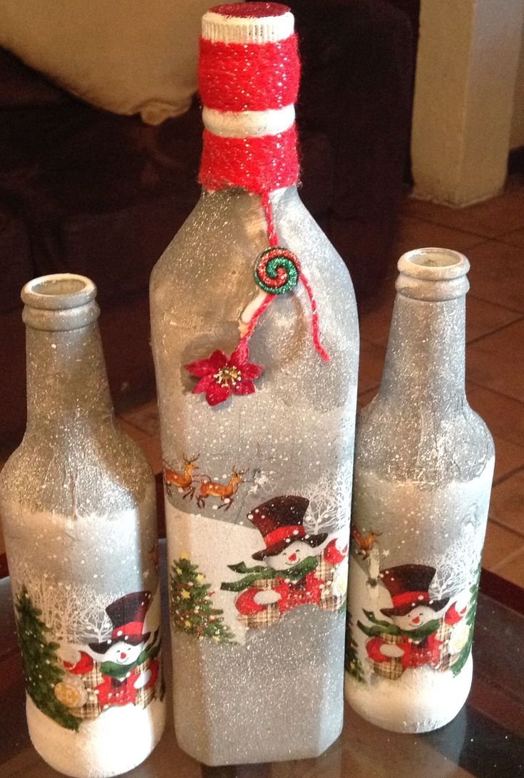 Новогоднее украшение бутылки Скрапбукинг