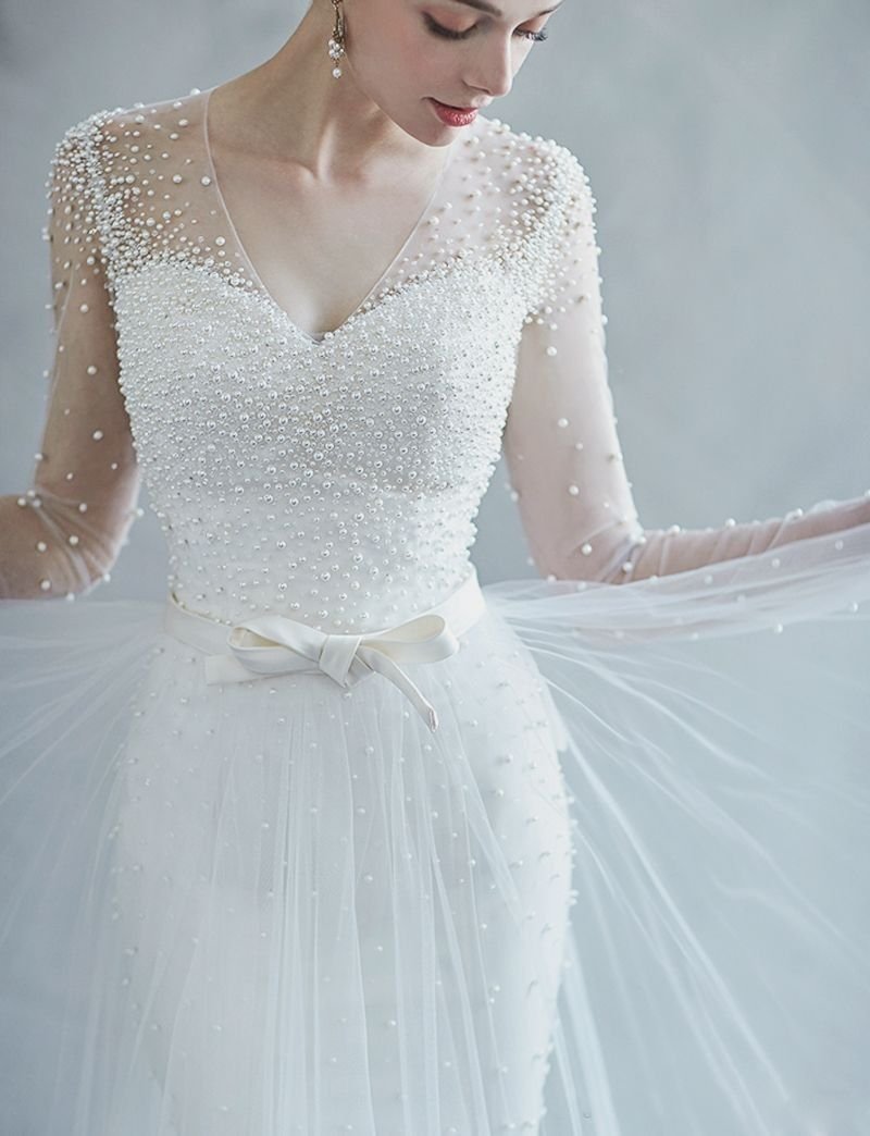 Свадебное платье с бусинками