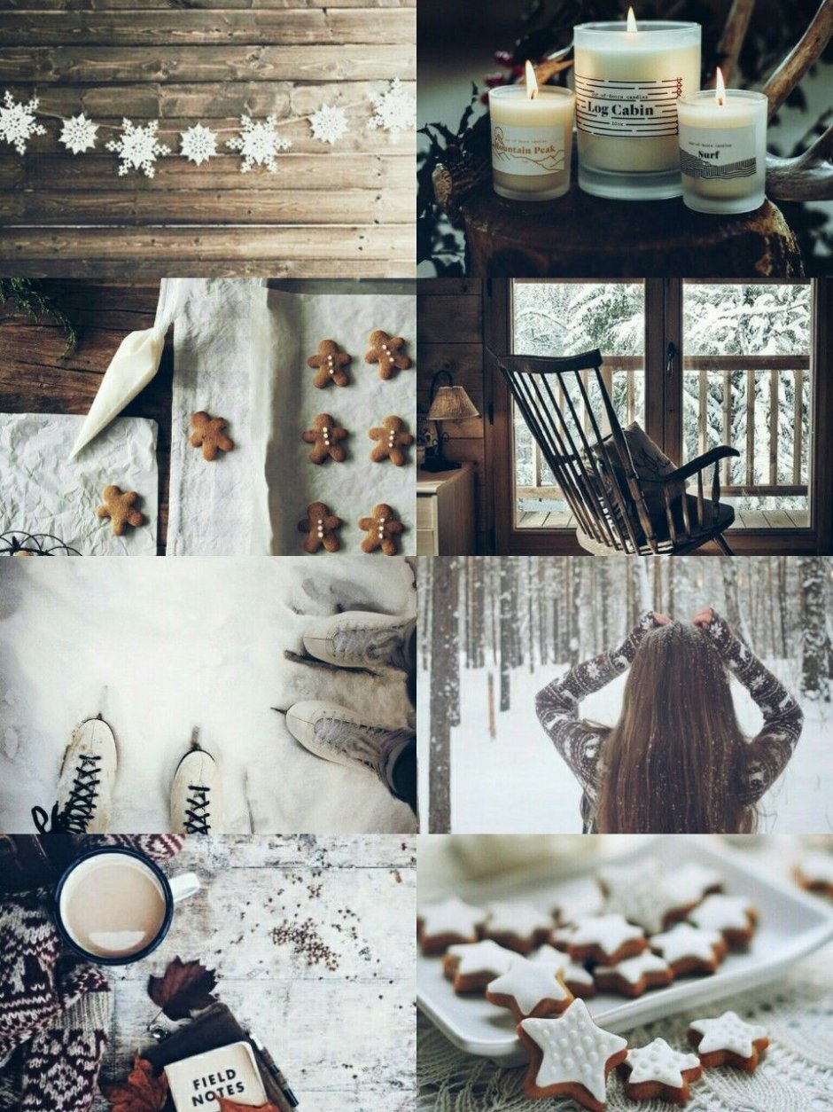 Коллажи зимние уютные