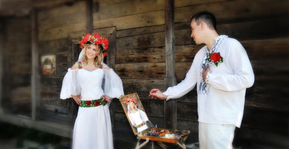 Русские Свадебные костюмы жениха и невесты