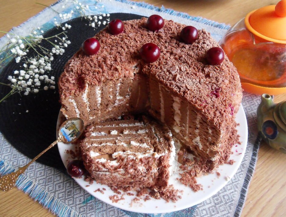 Торт из творожного сыра и печенья