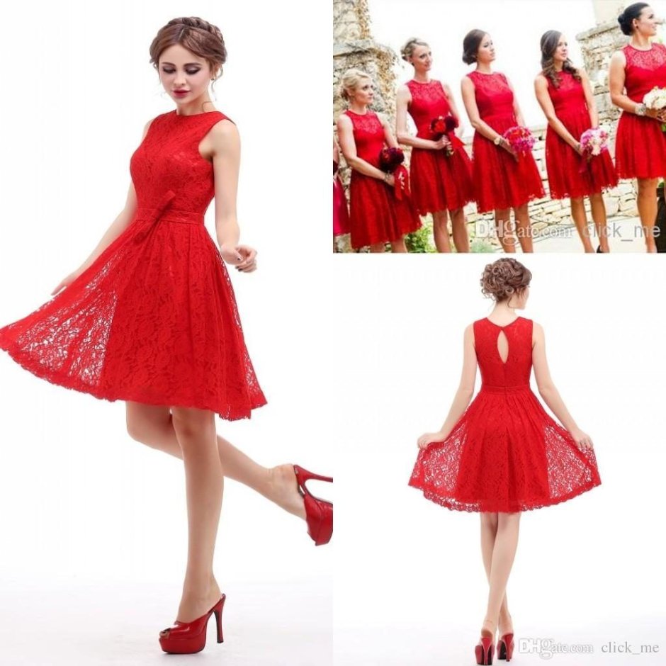 Вечернее платье красное с цветком