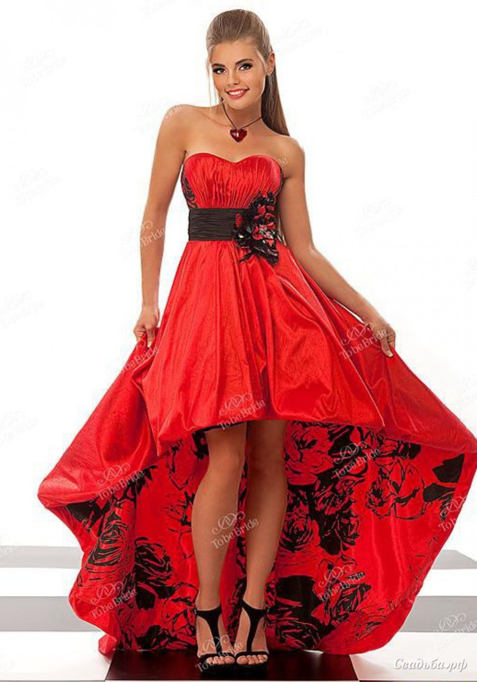 Красное свадебное платье короткое