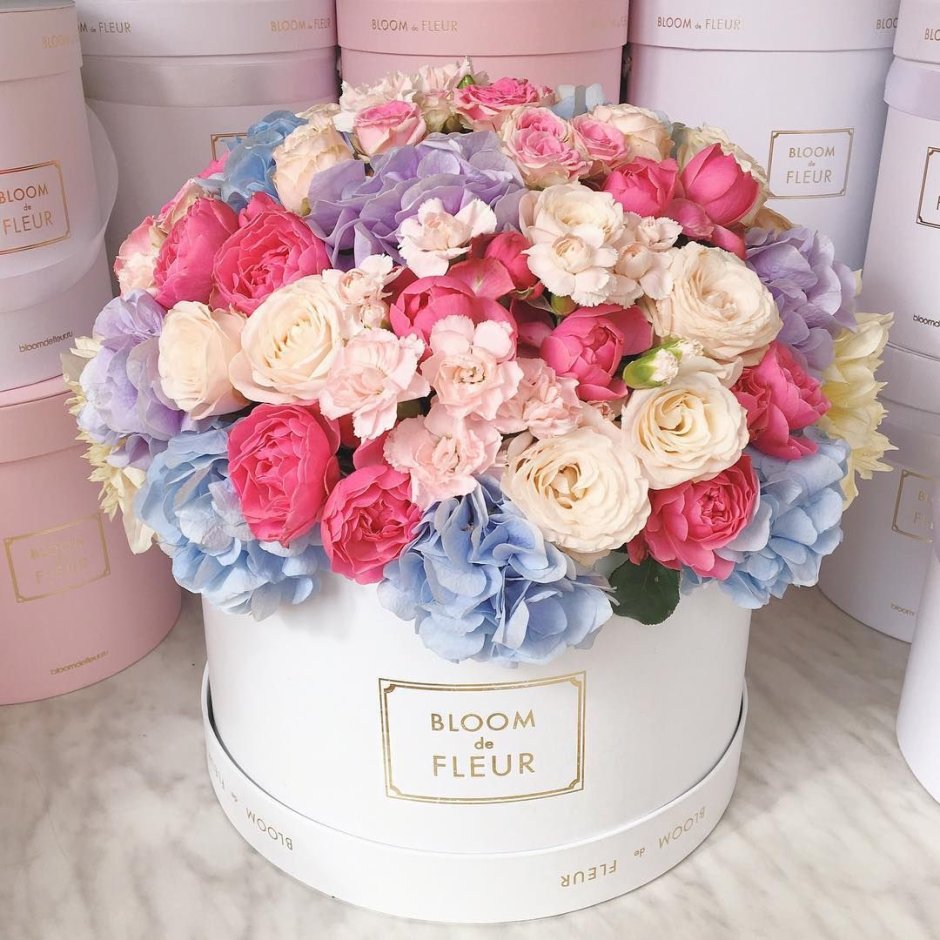 Коробка цветов с днем рождения