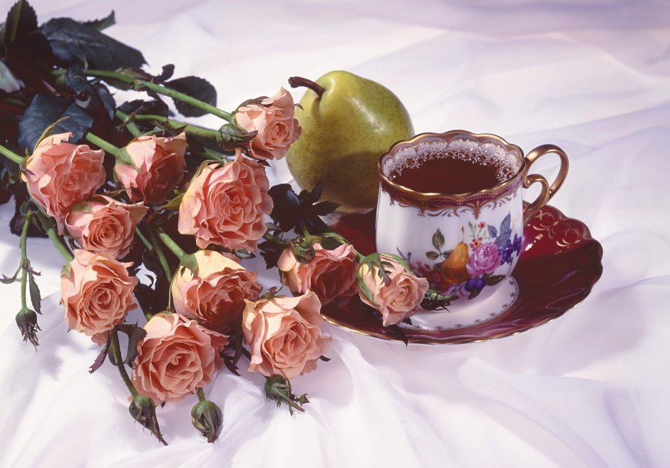 Розы с пожеланием доброго утра и дня