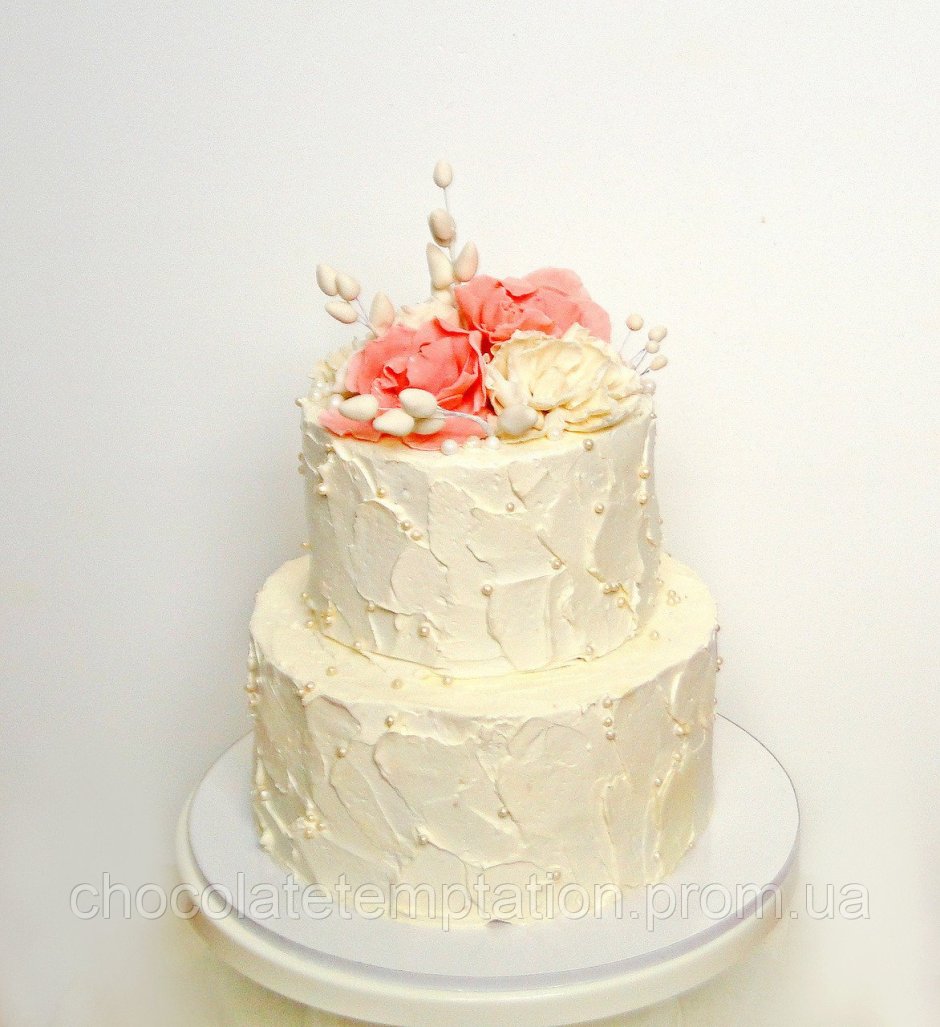 Торт на свадьбу двухъярусный без мастики