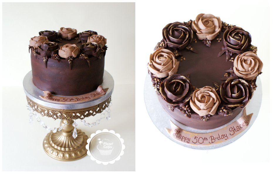 Торт с шоколадными цветами