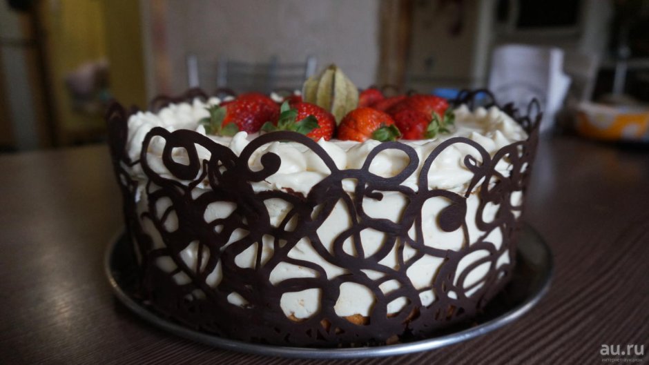 Украшение торта ажурным шоколадом